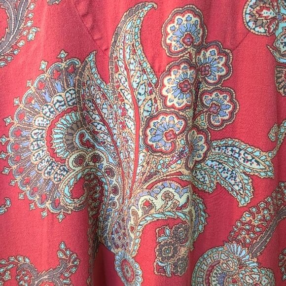 Lauren Ralph Lauren Paisley Sleep Shirt Button Front Red Small - Picture 5 of 10